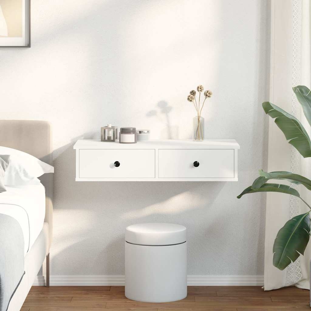 VidaXL Wandschap met lades 80x31x17 cm bewerkt hout wit