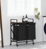 VidaXL Wasmand 2 vakken met planken bruin eikenkleurig