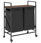 VidaXL Wasmand 2 vakken met planken bruin eikenkleurig