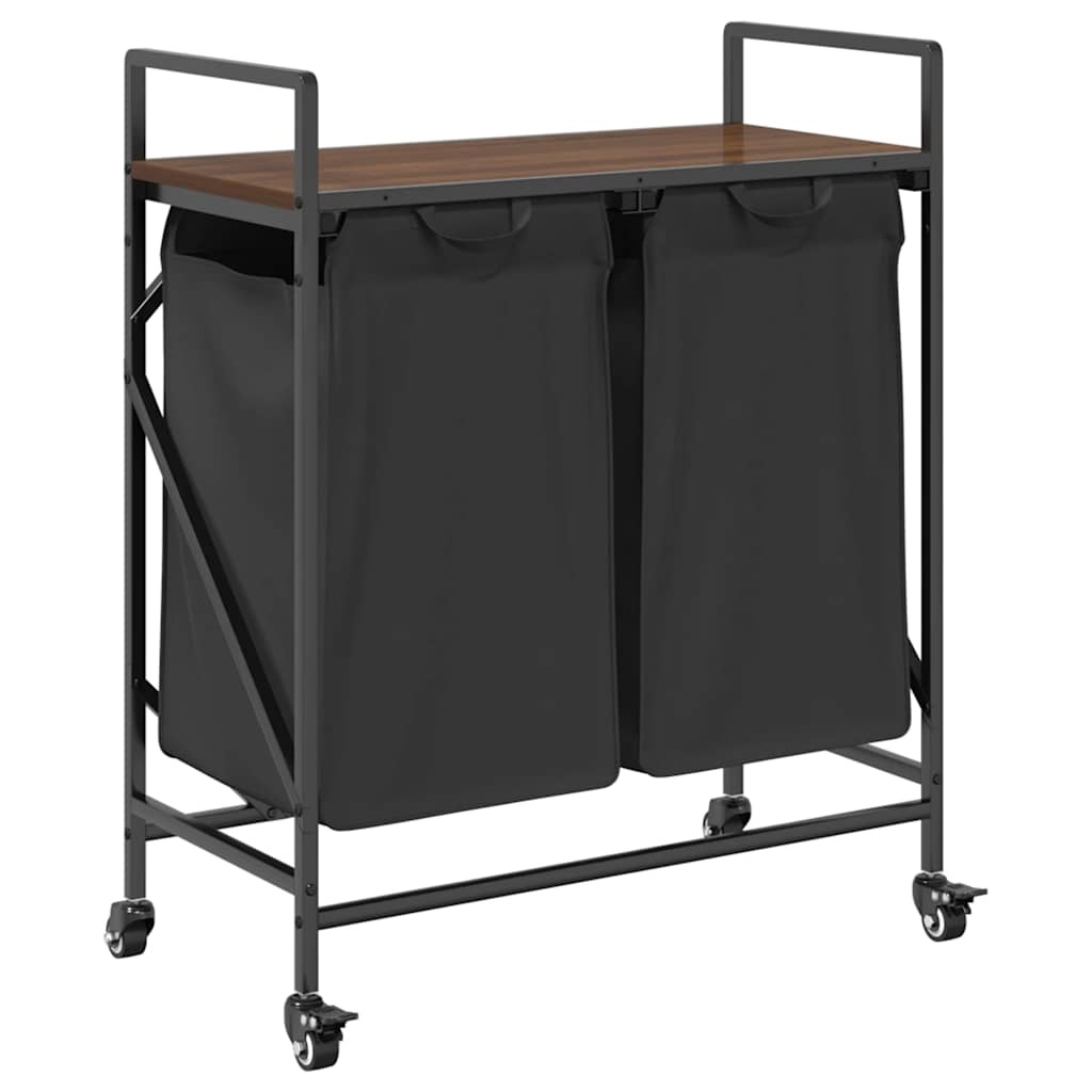 VidaXL Wasmand 2 vakken met planken bruin eikenkleurig