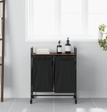 VidaXL Wasmand 2 vakken met planken bruin eikenkleurig