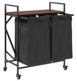 VidaXL Wasmand 2 vakken met planken bruin eikenkleurig