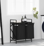 VidaXL Wasmand 2 vakken met plank zwart eikenkleurig