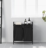 VidaXL Wasmand 2 vakken met plank zwart eikenkleurig