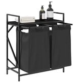 VidaXL Wasmand 2 vakken met plank zwart eikenkleurig