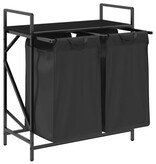 VidaXL Wasmand 2 vakken met plank zwart eikenkleurig