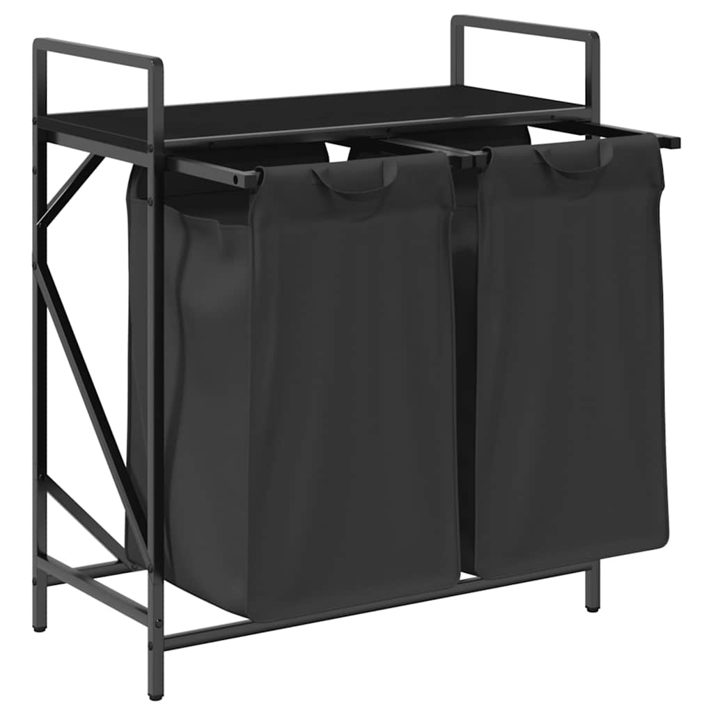 VidaXL Wasmand 2 vakken met plank zwart eikenkleurig