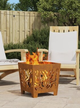 VidaXL Vuurkorf vierkant 40x40x40 cm cortenstaal