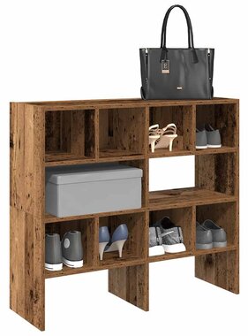 VidaXL Schoenenrekken 2 st stapelbaar 89,5x30x40 cm oud houtkleurig