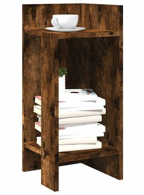 VidaXL Bijzettafels 2 st met plank 25,5x27x60 cm gerookt eikenkleurig