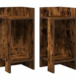 VidaXL Bijzettafels 2 st met plank 25,5x27x60 cm gerookt eikenkleurig