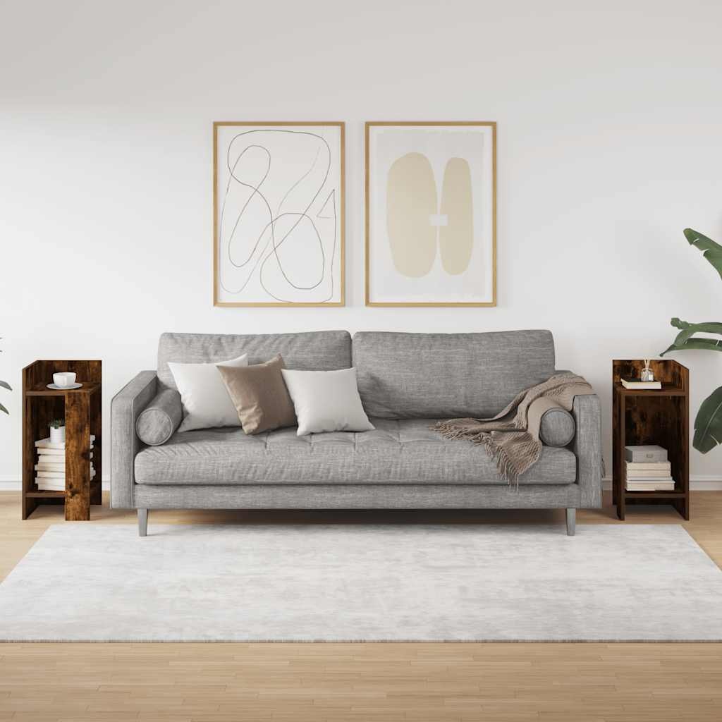 VidaXL Bijzettafels 2 st met plank 25,5x27x60 cm gerookt eikenkleurig