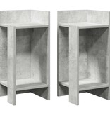 VidaXL Bijzettafels 2 st met plank 25,5x27x60 cm betongrijs