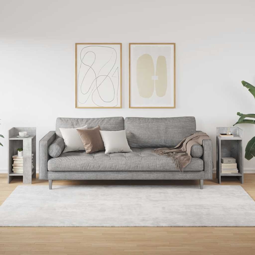 VidaXL Bijzettafels 2 st met plank 25,5x27x60 cm betongrijs