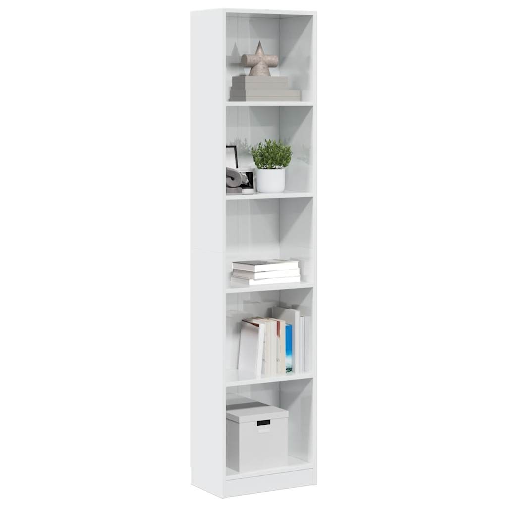 VidaXL Boekenkast 40x24x176 cm bewerkt hout hoogglans wit
