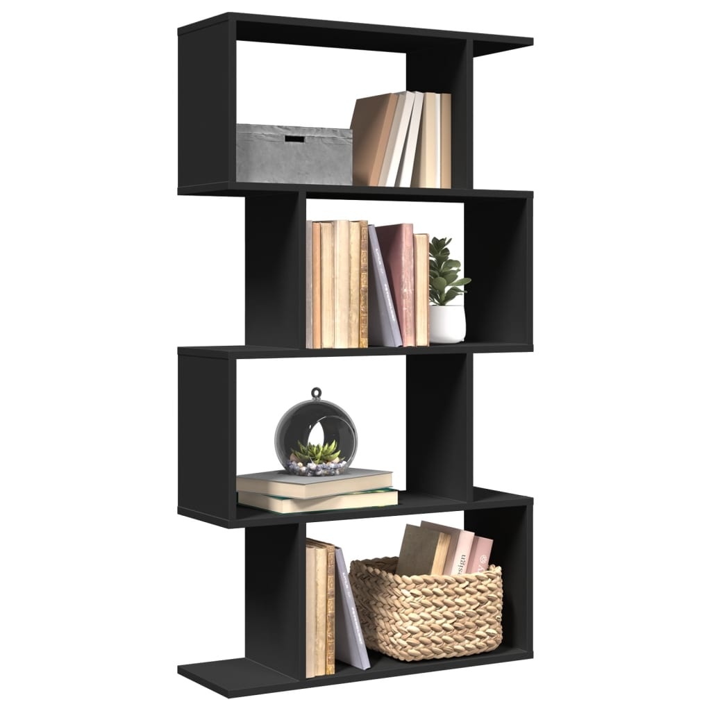 VidaXL Kamerscherm / boekenkast 4-laags 70x24x129 cm hout zwart
