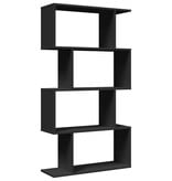 VidaXL Kamerscherm / boekenkast 4-laags 70x24x129 cm hout zwart