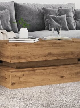 VidaXL Salontafel met LED-verlichting 90x50x40cm artisanaal eikenkleur
