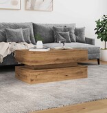 VidaXL Salontafel met LED-verlichting 90x50x40cm artisanaal eikenkleur