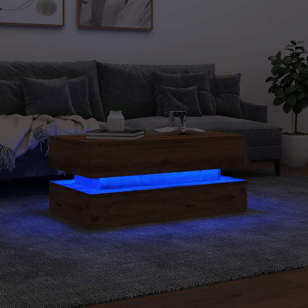 VidaXL Salontafel met LED-verlichting 90x50x40cm artisanaal eikenkleur