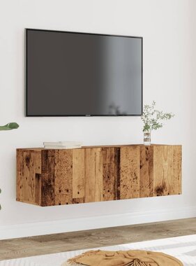 VidaXL Tv-meubels 2 st wandgemonteerd 100x30x30 cm oud houtkleurig
