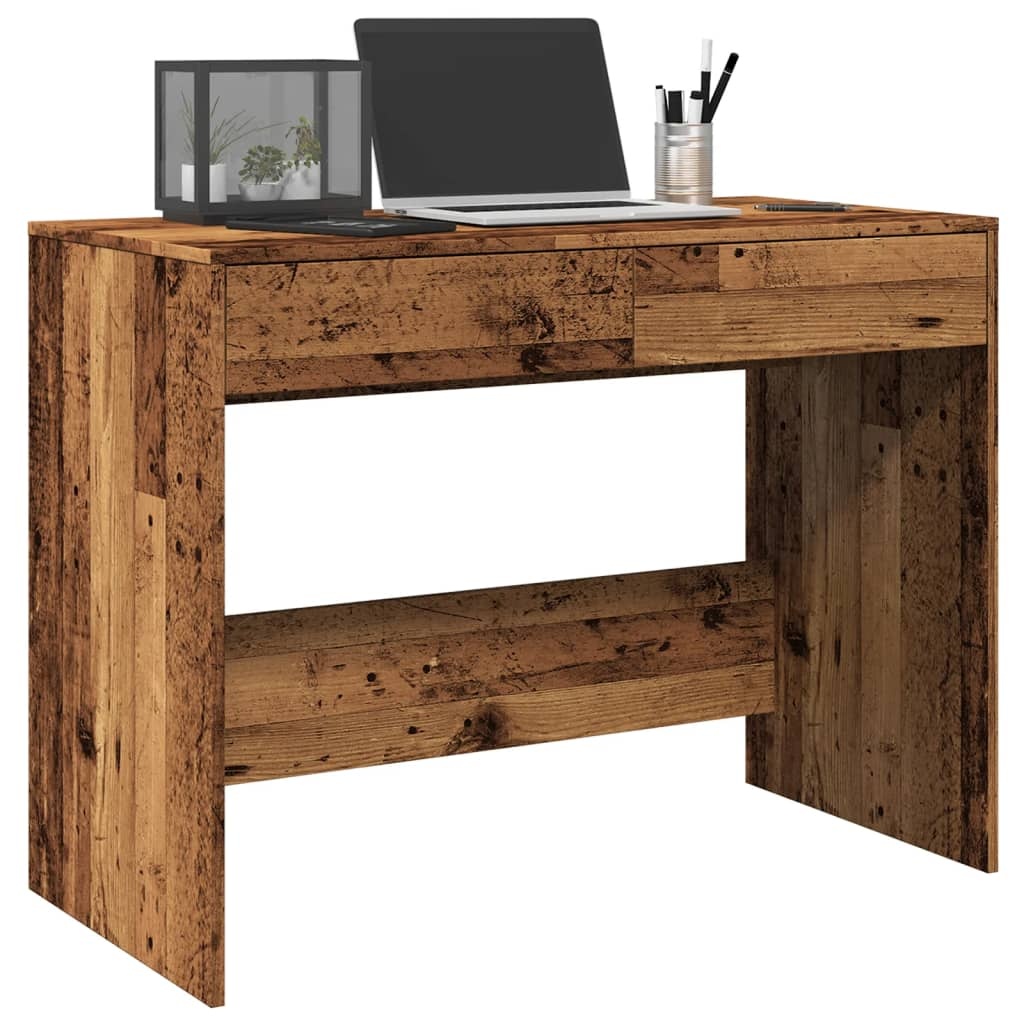VidaXL Bureau 101x50x76,5 cm bewerkt hout oud houtkleurig