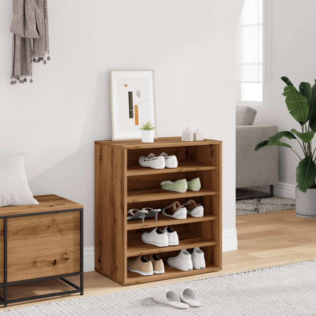 VidaXL Schoenenkast 60x35x70 cm bewerkt hout artisanaal eikenkleur