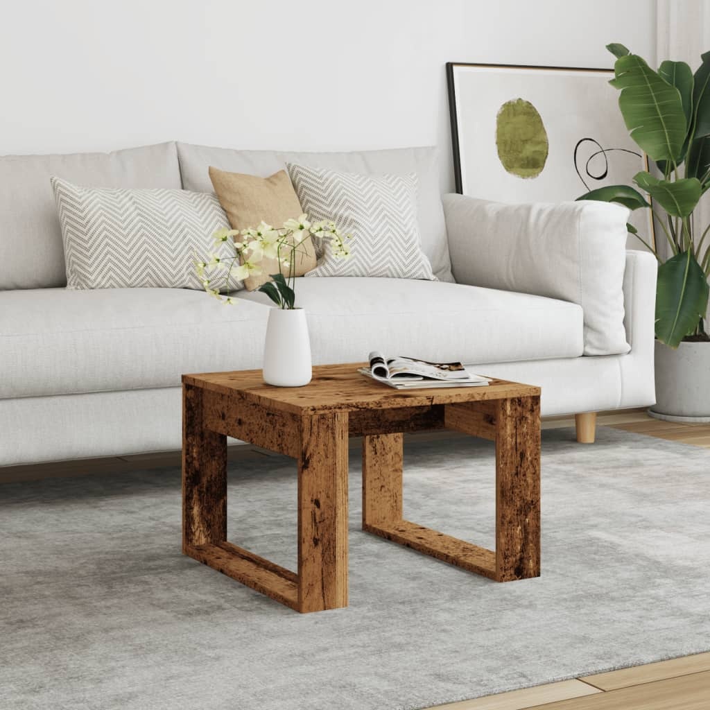 VidaXL Bijzettafel 50x50x35 cm bewerkt hout oud houtkleurig