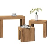 VidaXL 3-delige Tafeltjesset bewerkt hout artisanaal eikenkleurig