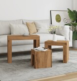 VidaXL 3-delige Tafeltjesset bewerkt hout artisanaal eikenkleurig