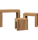 VidaXL 3-delige Tafeltjesset bewerkt hout artisanaal eikenkleurig