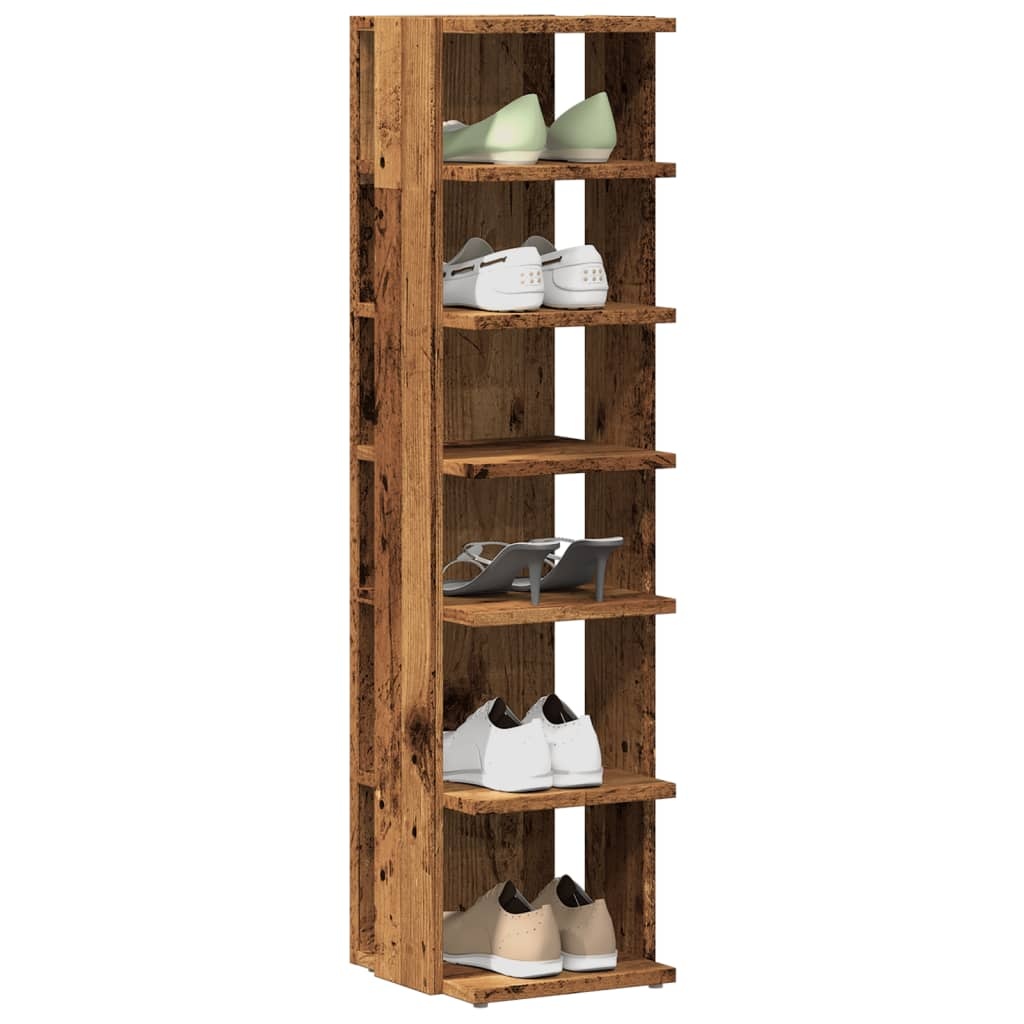 VidaXL Schoenenkasten 2 st 28x27x102 cm bewerkt hout oud houtkleurig