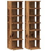 VidaXL Schoenenkasten 2 st 28x27x102 cm bewerkt hout oud houtkleurig