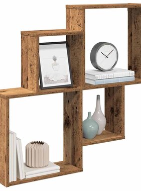 VidaXL Wandschap 80x15x78,5 cm bewerkt hout oud houtkleurig
