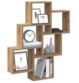 VidaXL Wandschap kubus 78x15x93 cm bewerkt hout artisanaal eikenkleur