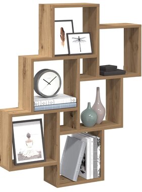 VidaXL Wandschap kubus 78x15x93 cm bewerkt hout artisanaal eikenkleur