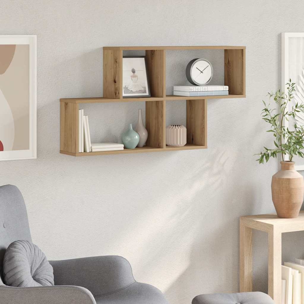 VidaXL Wandschap 100x18x53 cm bewerkt hout artisanaal eikenkleurig