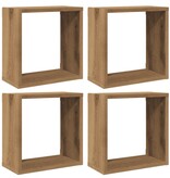VidaXL Wandschappen kubus 4st 30x15x30cm bewerkt hout artisanaal eiken