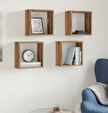 VidaXL Wandschappen kubus 4st 30x15x30cm bewerkt hout artisanaal eiken
