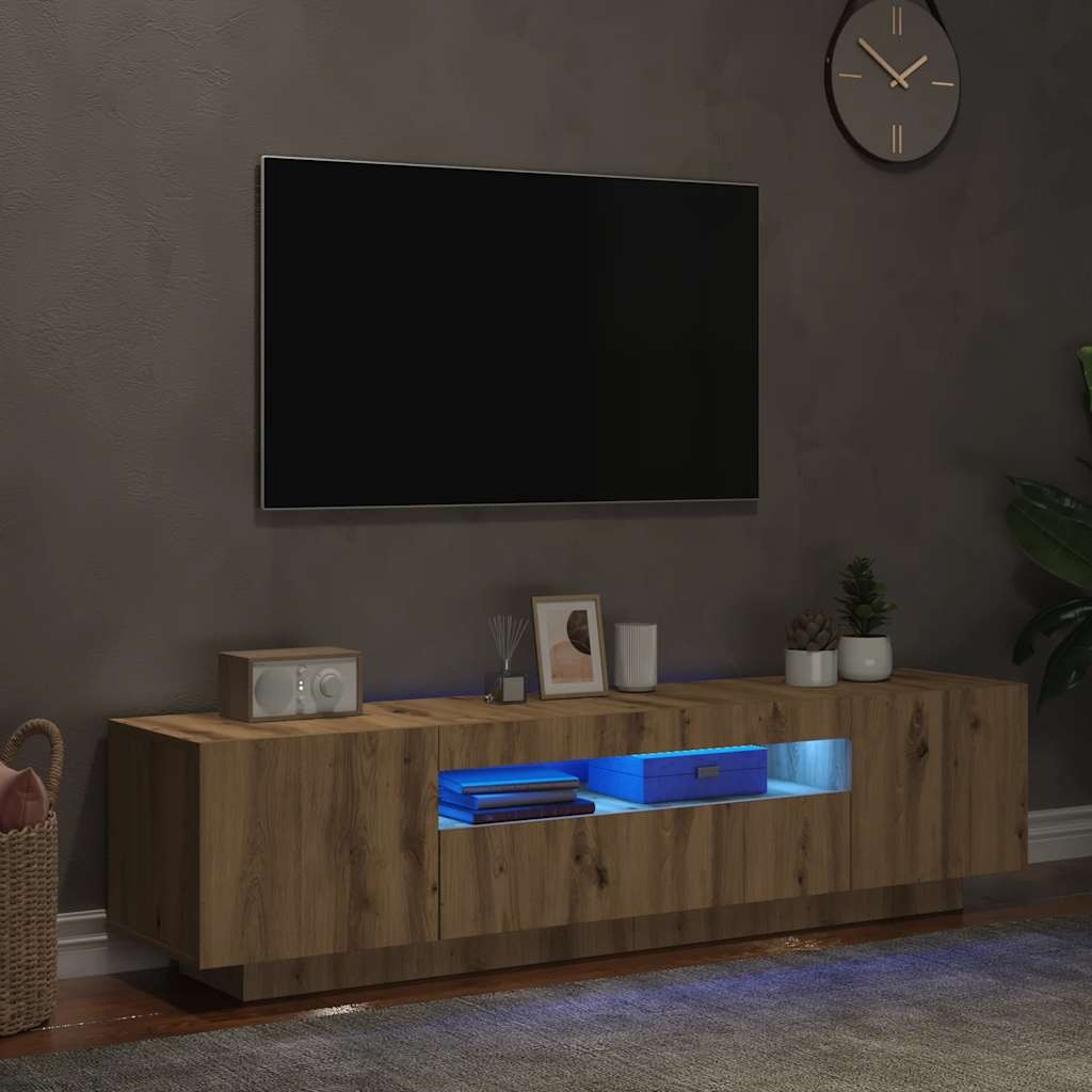 VidaXL Tv-meubel met LED 160x35x40 cm bewerkt hout artisanaal eiken