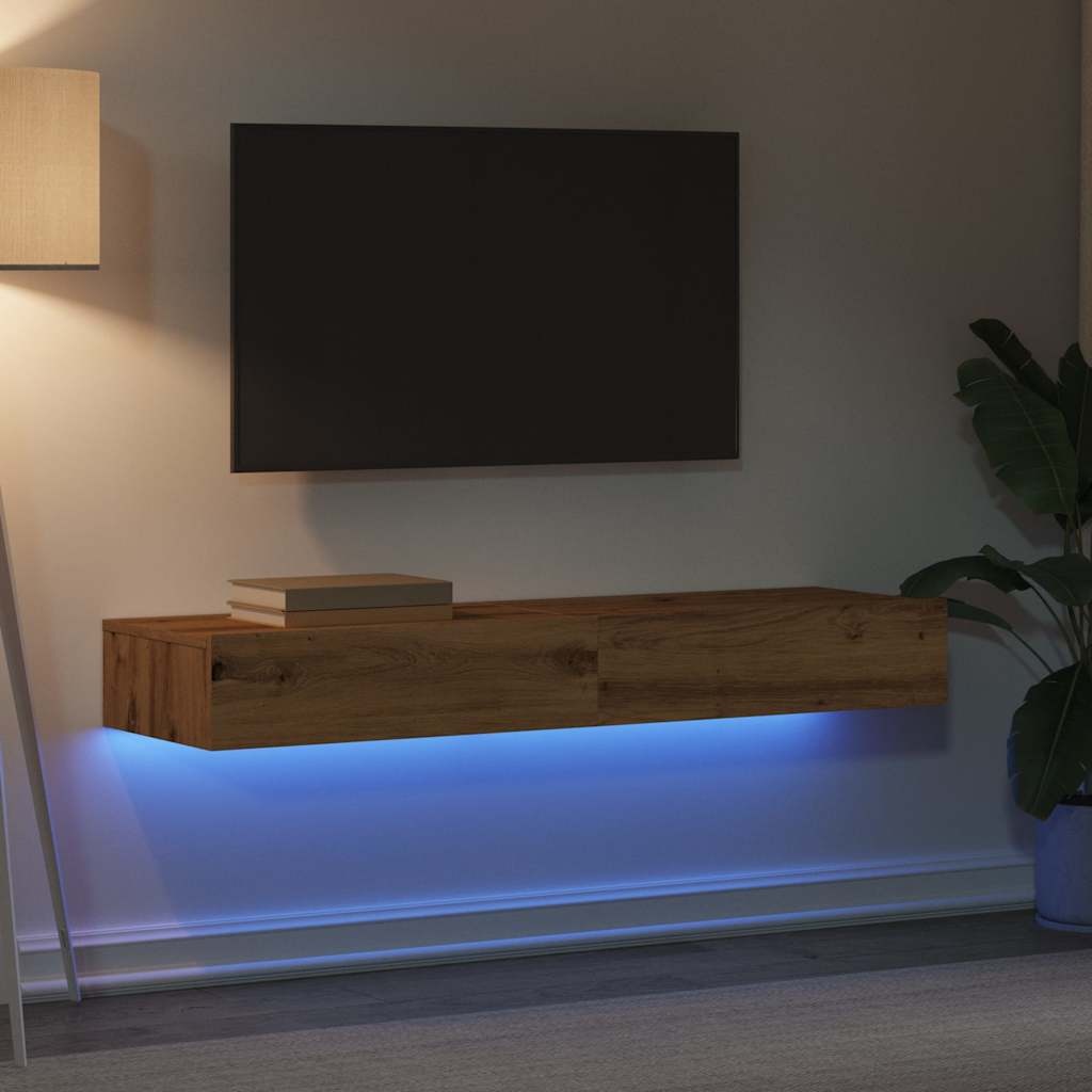 VidaXL Tv-meubels 2 st met LED's 60x35x15,5 cm artisanaal eikenkleur