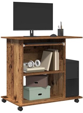 VidaXL Computerbureau 80x50x75 cm bewerkt hout oud houtkleurig