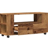 VidaXL Tv-meubel met wielen 102x34,5x43 cm bewerkt hout oud hout