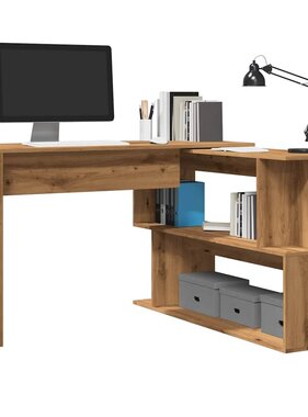 VidaXL Hoekbureau 200,5x50x76 cm bewerkt hout artisanaal eikenkleur