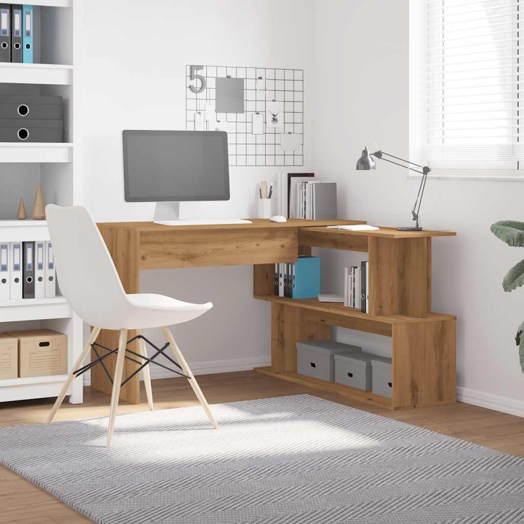 VidaXL Hoekbureau 200,5x50x76 cm bewerkt hout artisanaal eikenkleur
