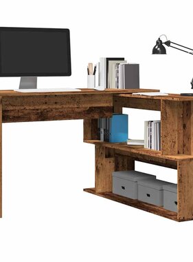 VidaXL Hoekbureau 200,5x50x76 cm bewerkt hout oud houtkleurig