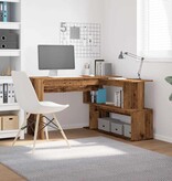 VidaXL Hoekbureau 200,5x50x76 cm bewerkt hout oud houtkleurig