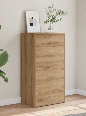 VidaXL Dressoir met 6 lades 50x34x96 cm bewerkt hout artisanaal eiken