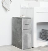 VidaXL Badkamerkast smal met wielen bewerkt hout betongrijs