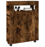 VidaXL Badkamerkast smal met wielen bewerkt hout gerookt eikenkleurig